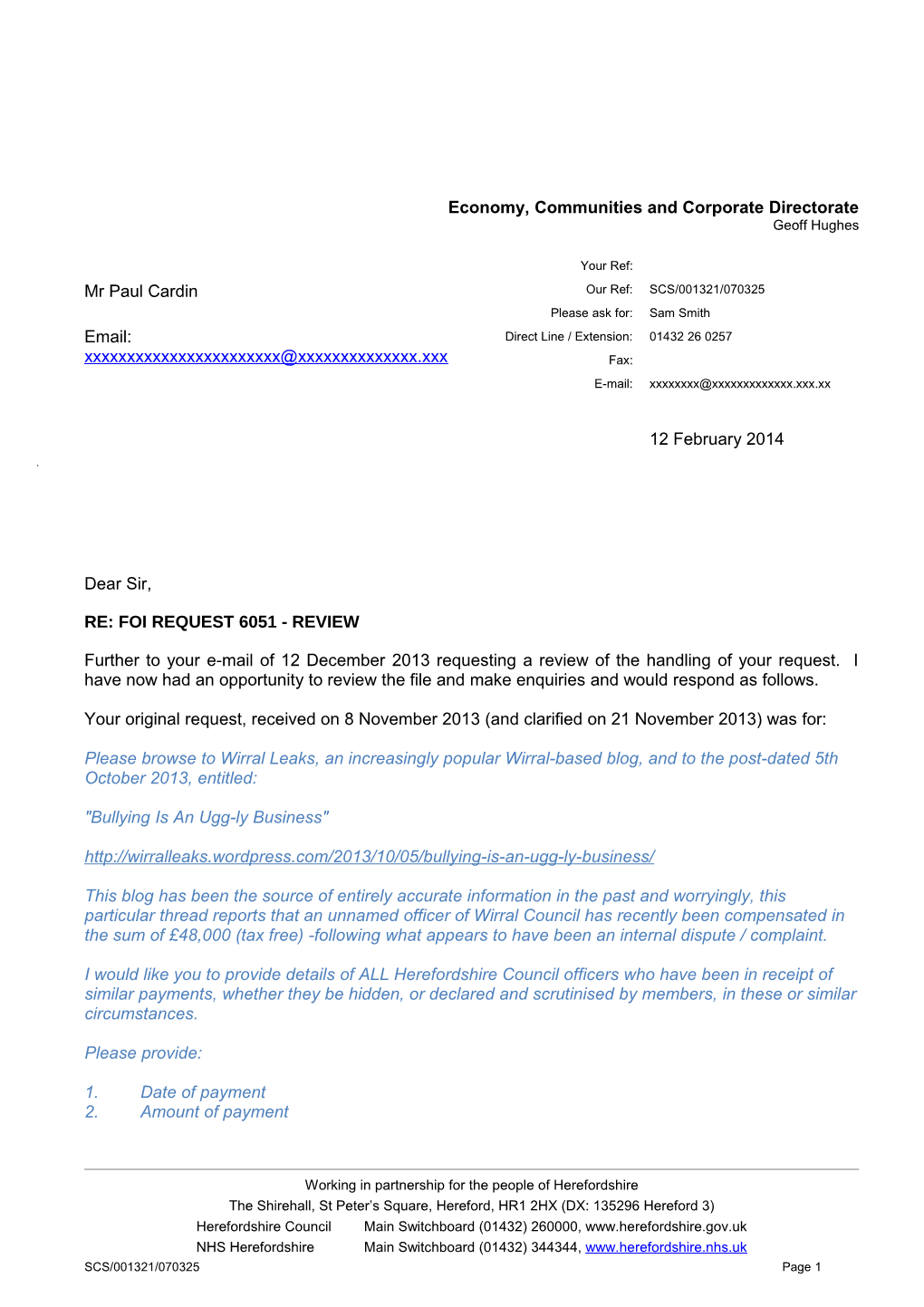 Re: Foi Request 6051 - Review