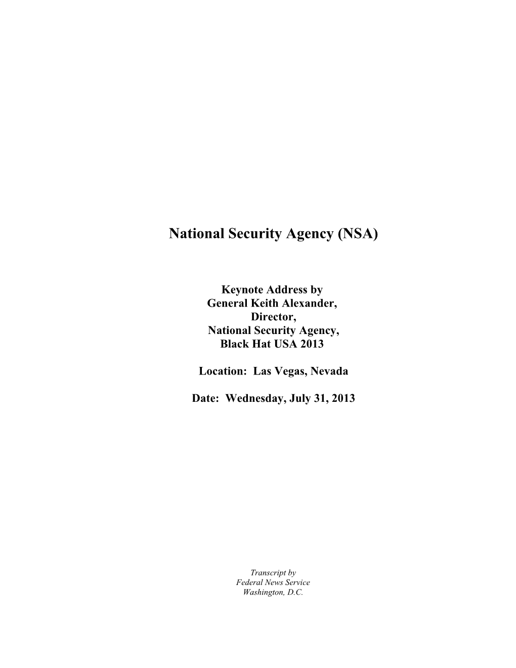 National Security Agency (NSA)