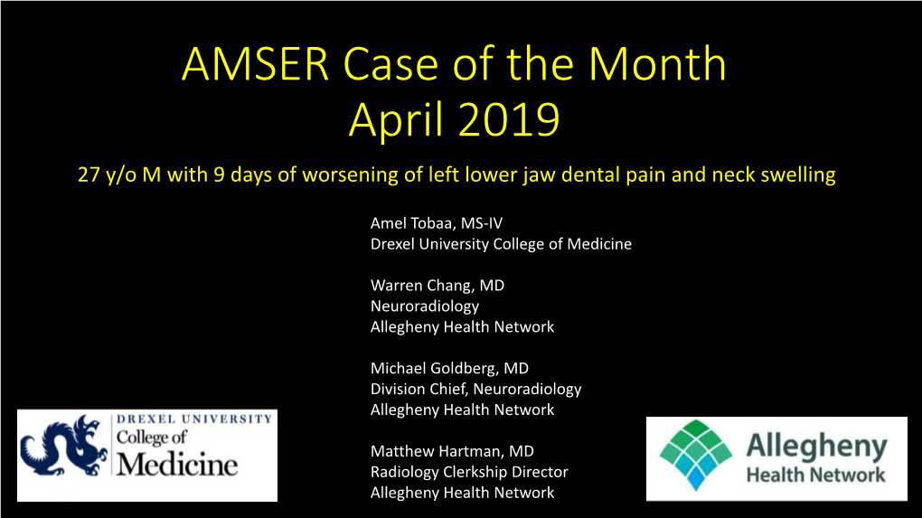 AMSER Case of the Month February 2019