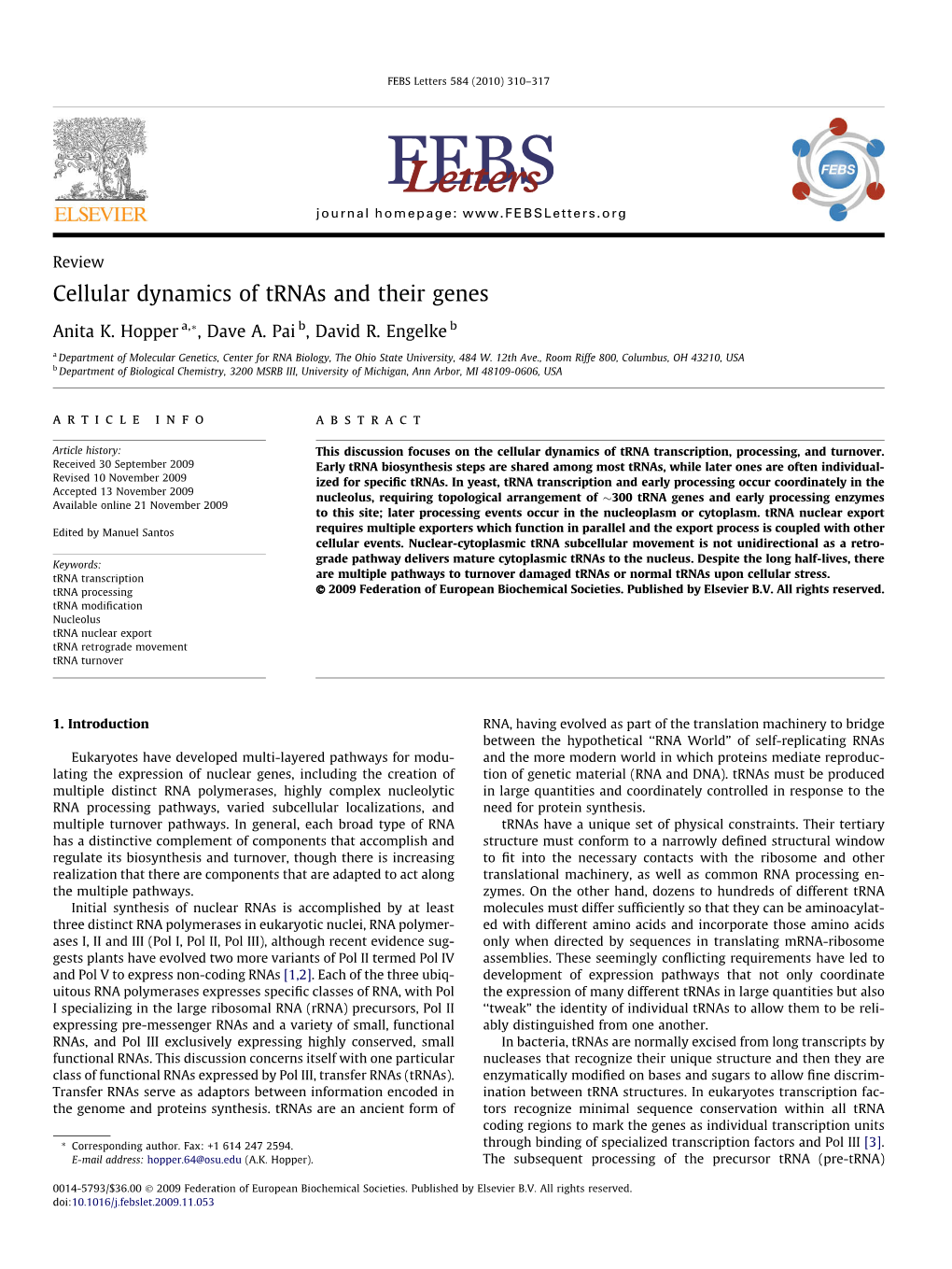 Cellular Dynamics of Trnas and Their Genes