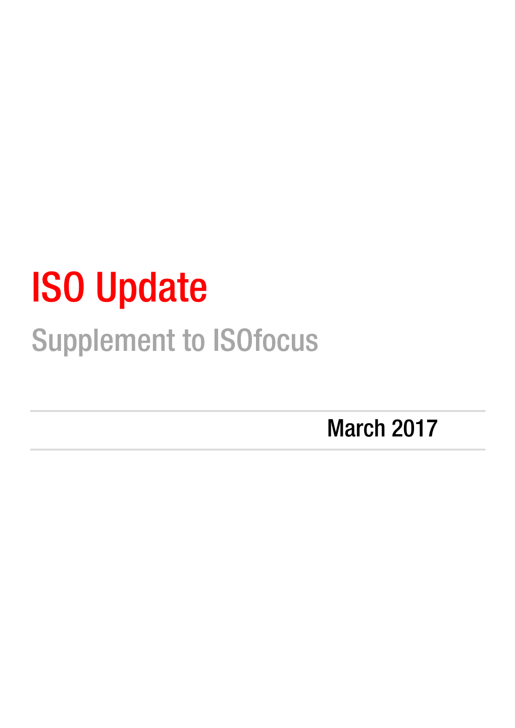 ISO Update Supplement to Isofocus