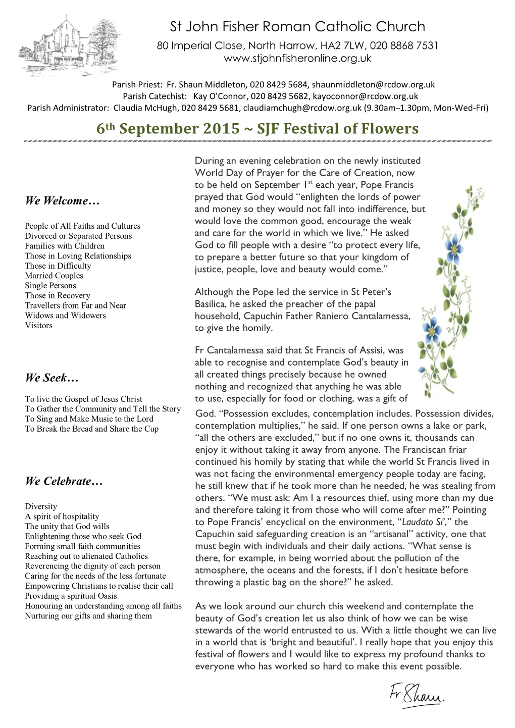 6Th September 2015 ~ SJF Festival of Flowers