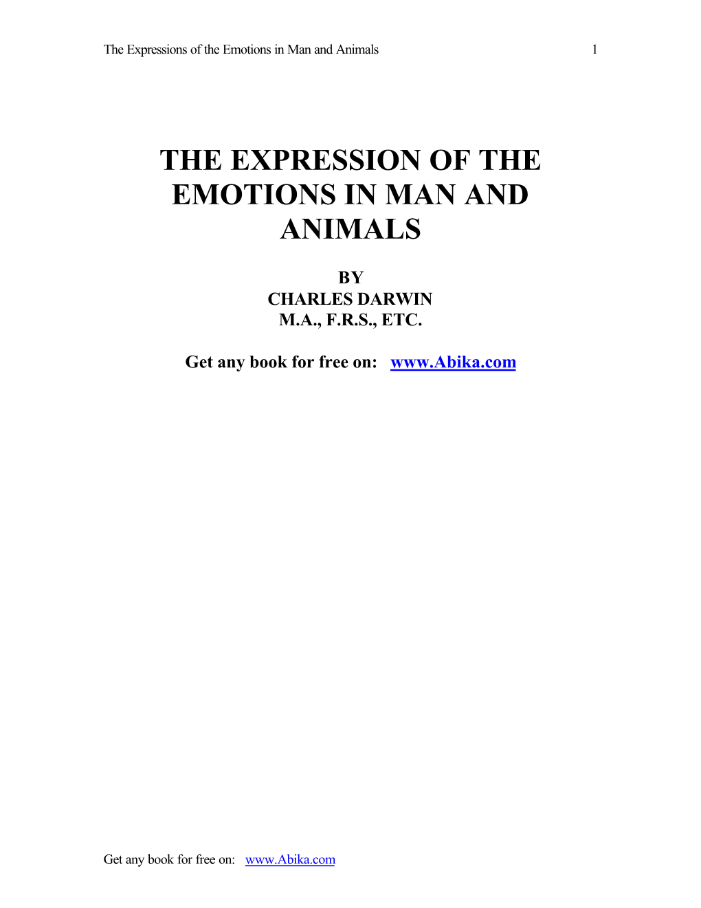 The Expression of the Emotions in Man and Animals