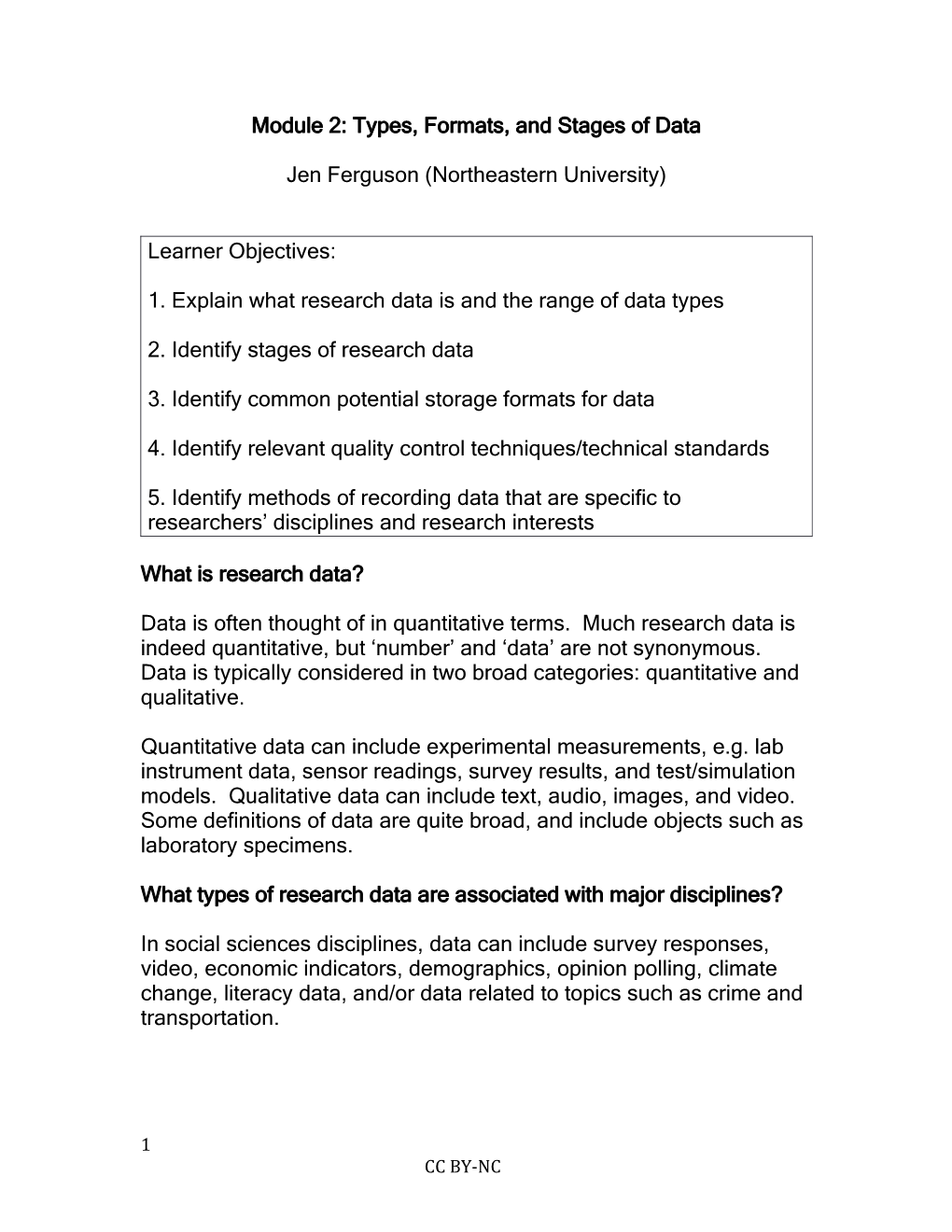 Module 2 - Draft Lecture Content