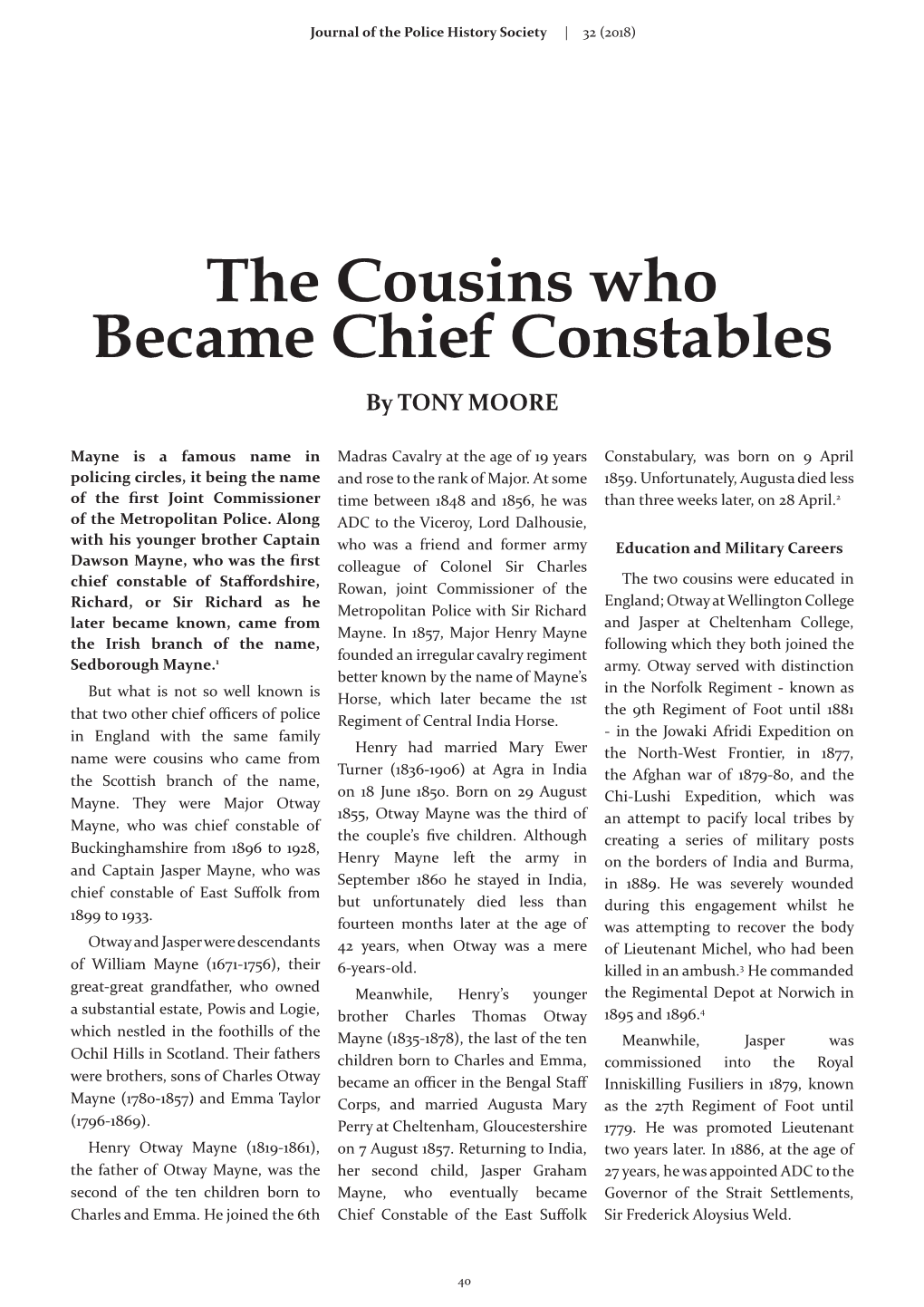 The Cousins Who Became Chief Constables by TONY MOORE