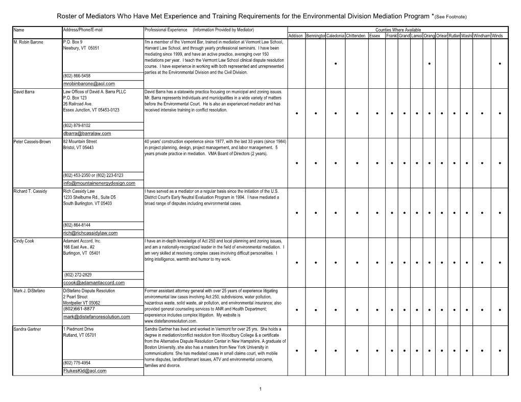 Environmental Division Mediator Roster