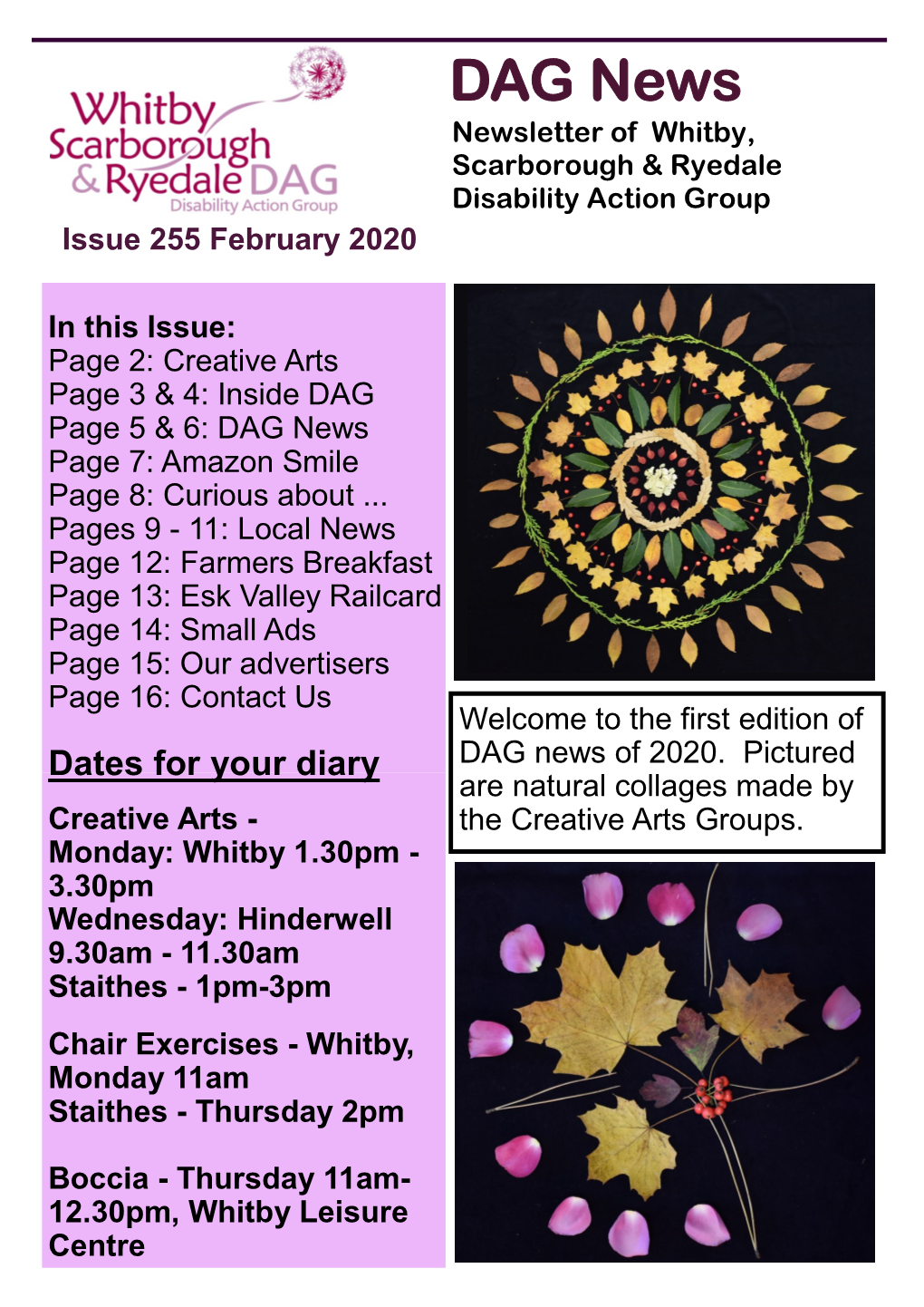 DAG News Newsletter of Whitby, Scarborough & Ryedale Disability Action Group Issue 255 February 2020