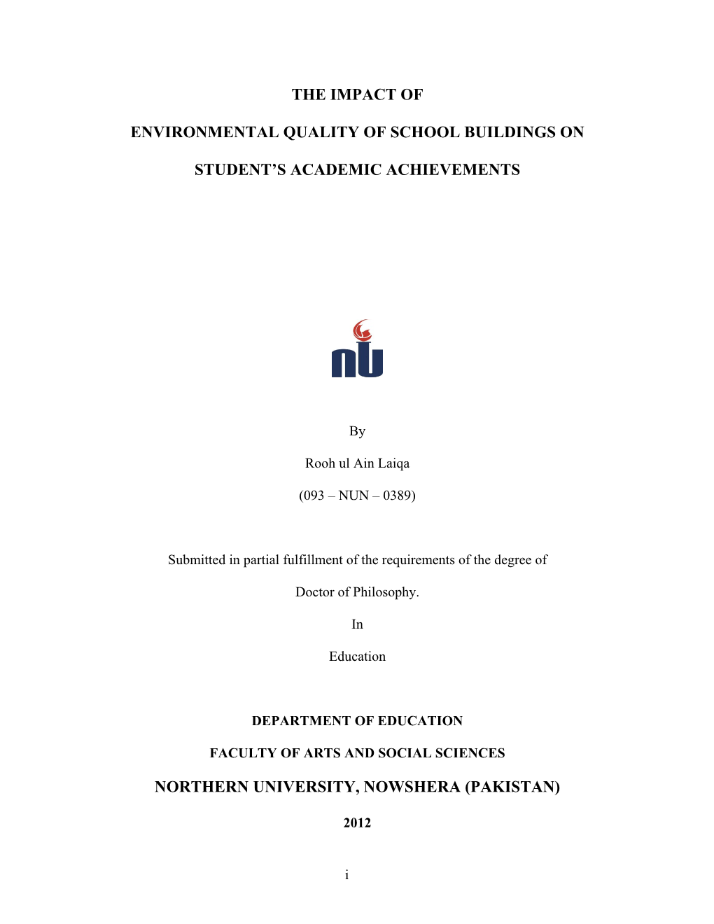 The Impact of Environmental Quality of School Buildings on Student's