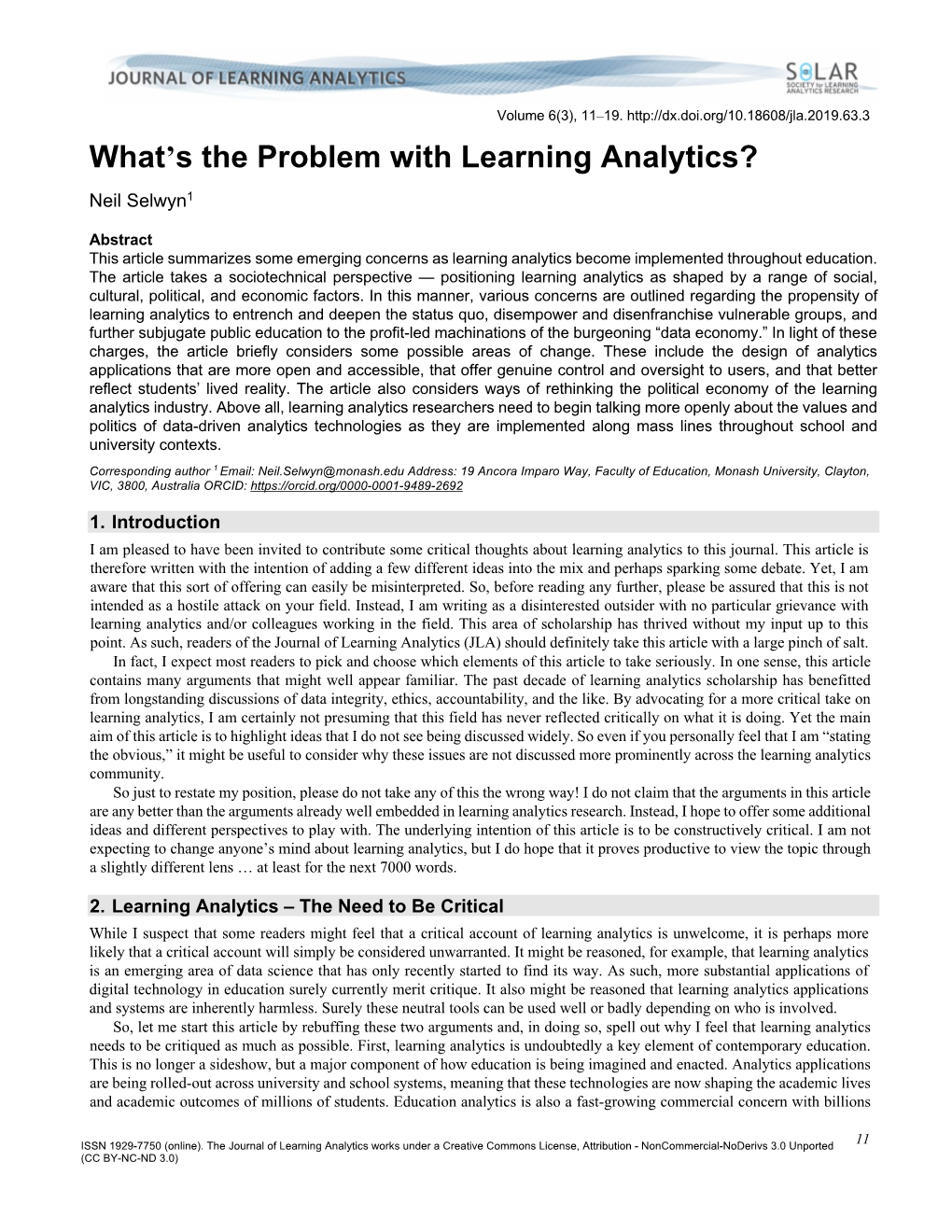 What's the Problem with Learning Analytics?