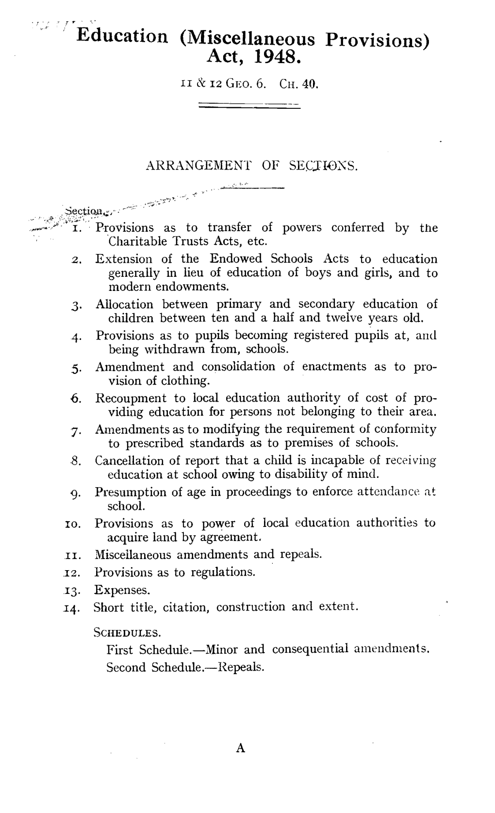 Education (Miscellaneous Provisions) Act, 1948