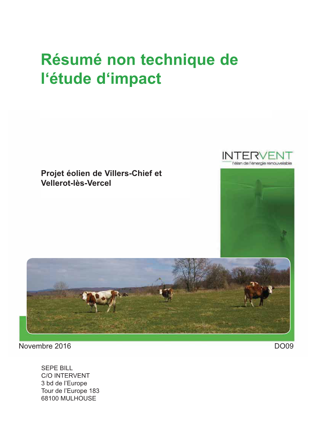 Résumé Non Technique De L'étude D'impact Projet Éolien De Villers-Chief Et Vellerot-Lès-Vercel