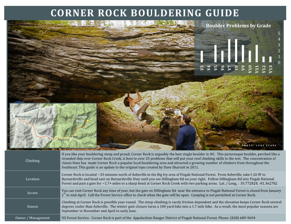 Corner Rock Bouldering Guide, 2016
