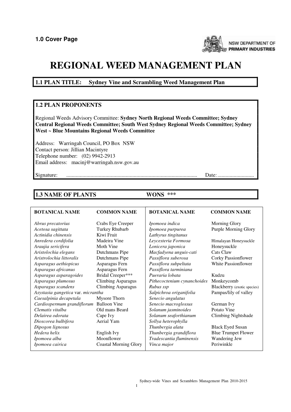 Regional Weed Management Plan