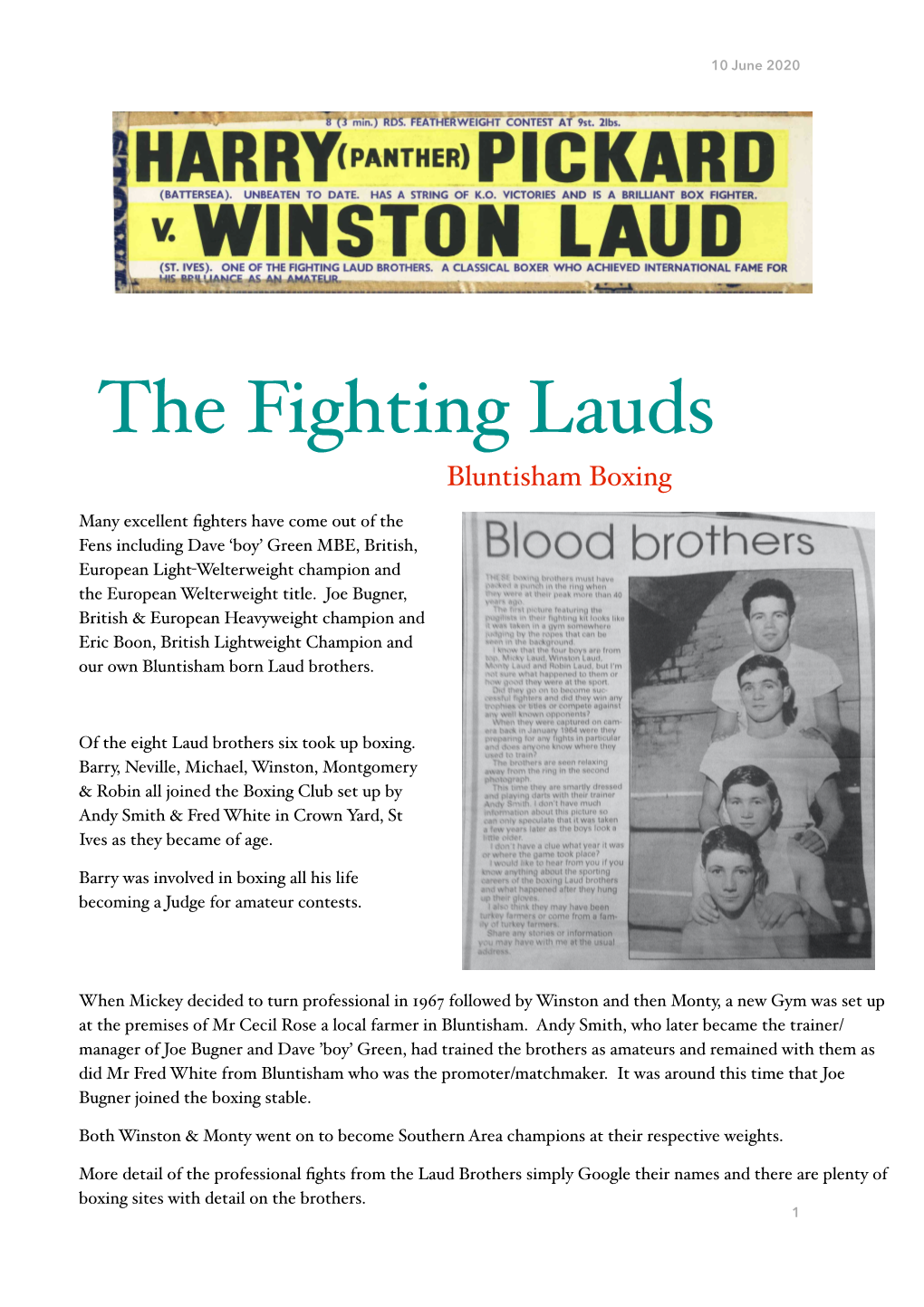 The Fighting Lauds Bluntisham Boxing