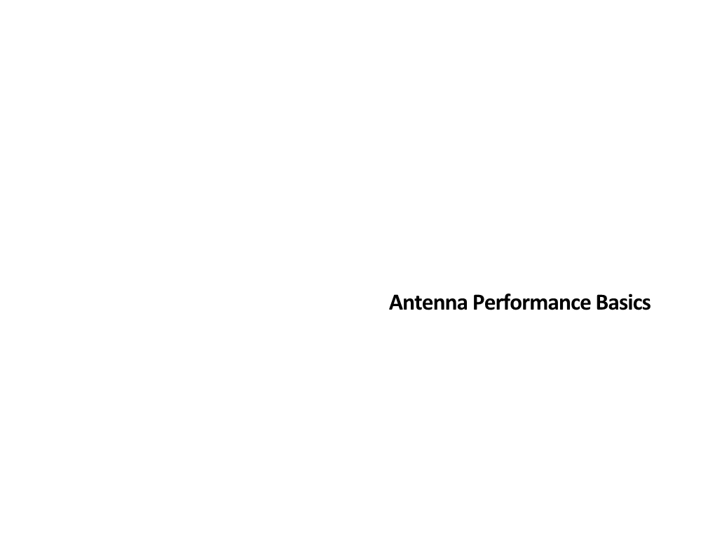 Antenna Performance Basics