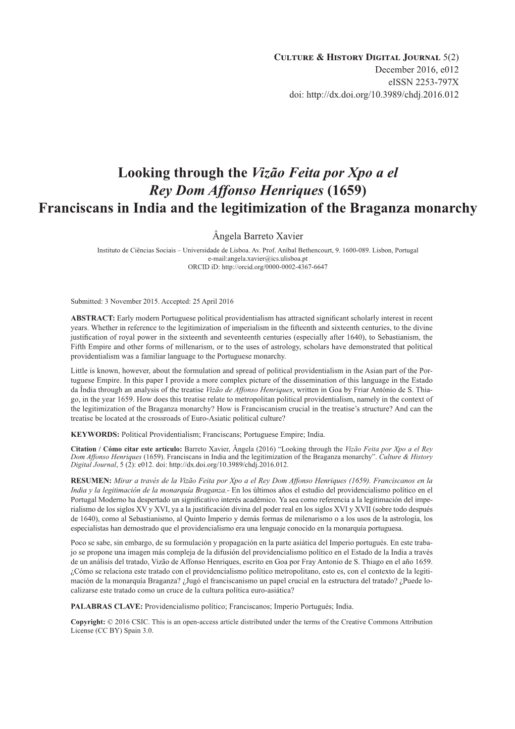 Franciscans in India and the Legitimization of the Braganza Monarchy
