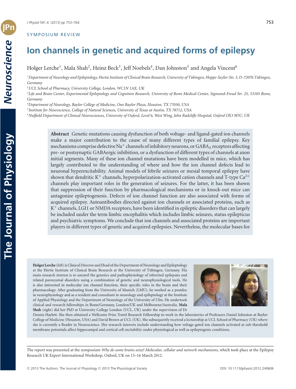 Ion Channels in Genetic and Acquired Forms of Epilepsy