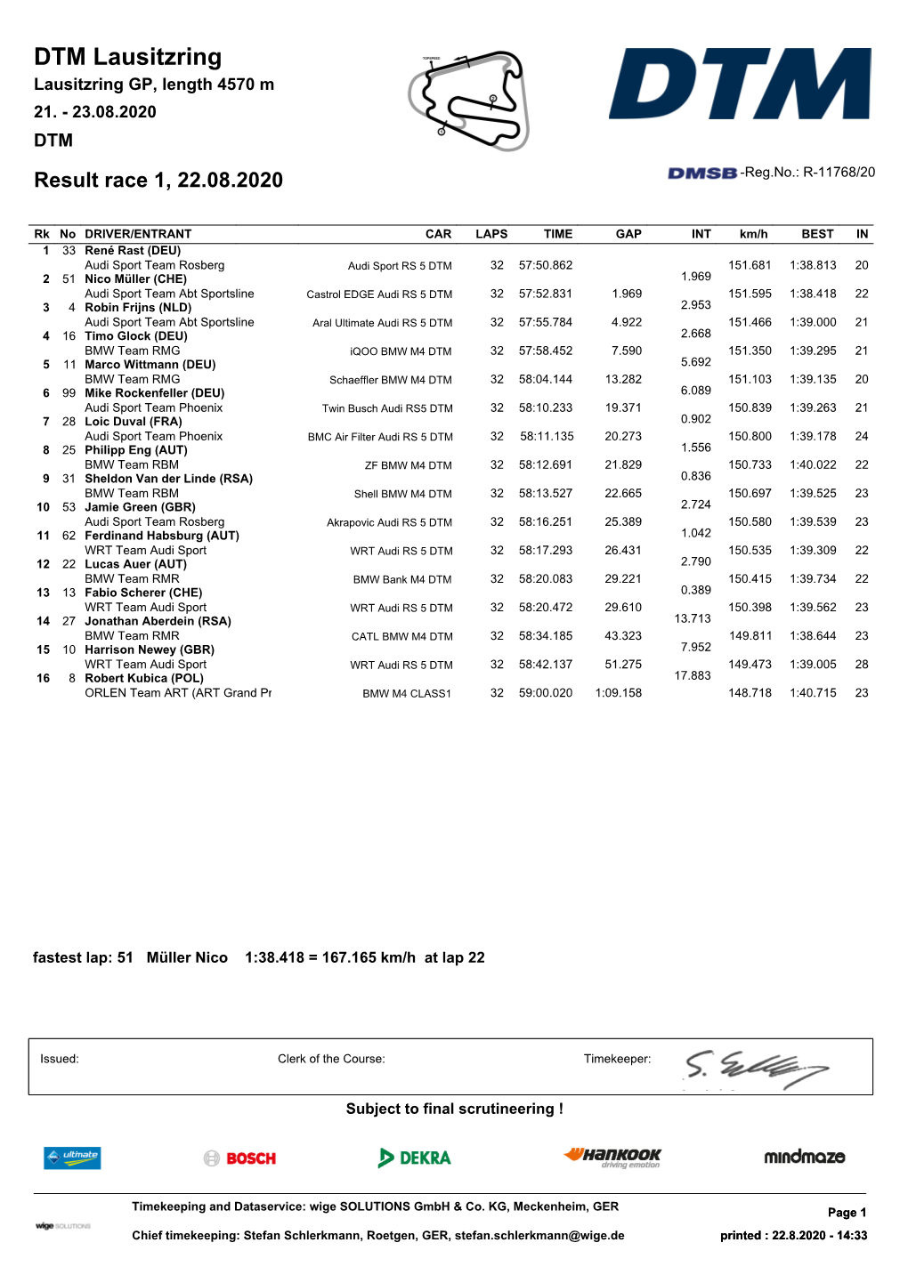 DTM Lausitzring Lausitzring GP, Length 4570 M 21