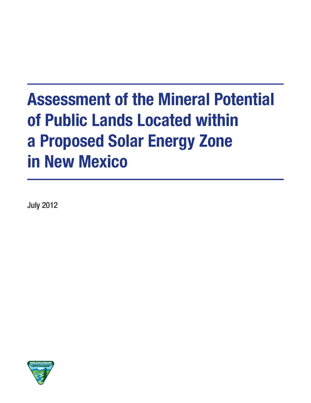 Assessment of the Mineral Potential of Public Lands Located Within a Proposed Solar Energy Zone in New Mexico
