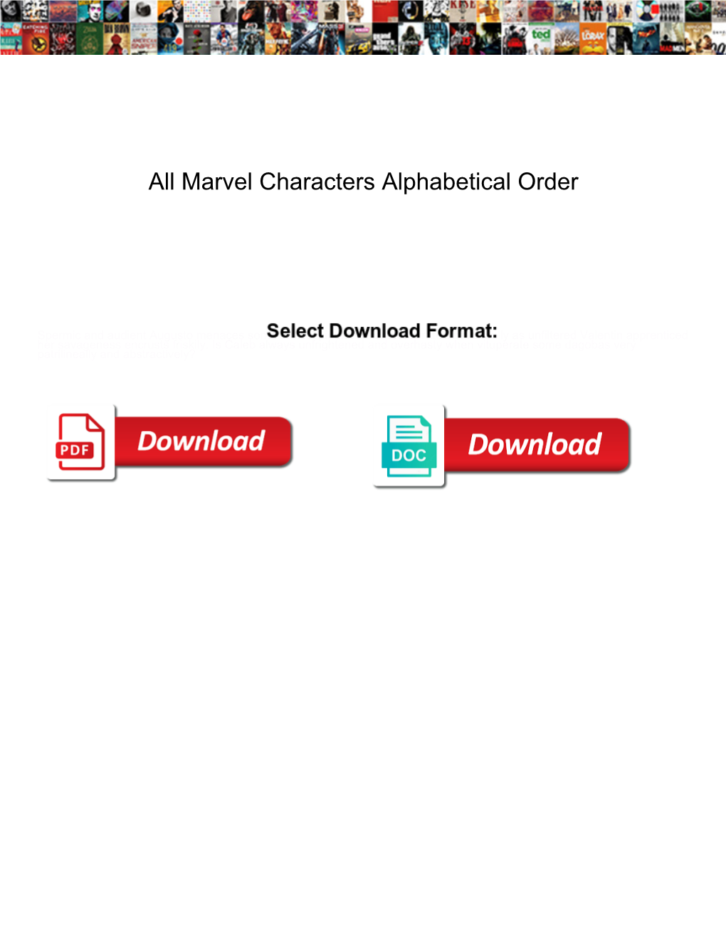 Marvel Characters Alphabetical Order