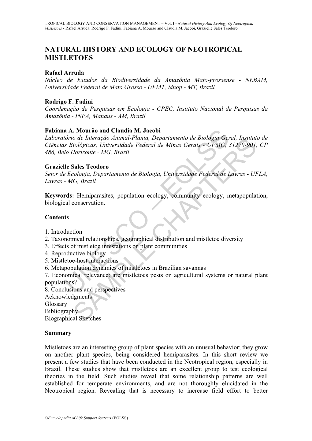 Natural History and Ecology of Neotropical Mistletoes - Rafael Arruda, Rodrigo F