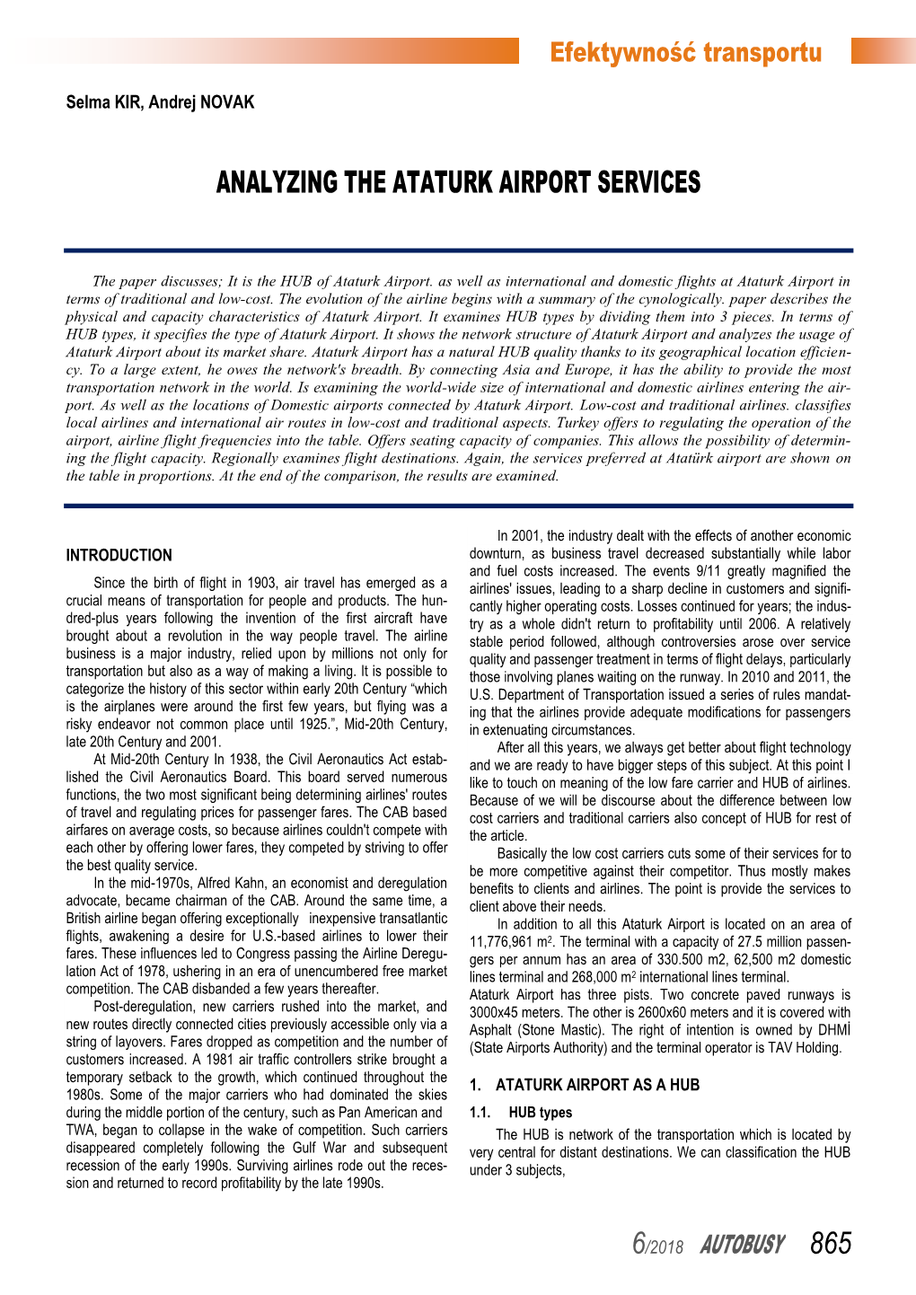 Analyzing the Ataturk Airport Services