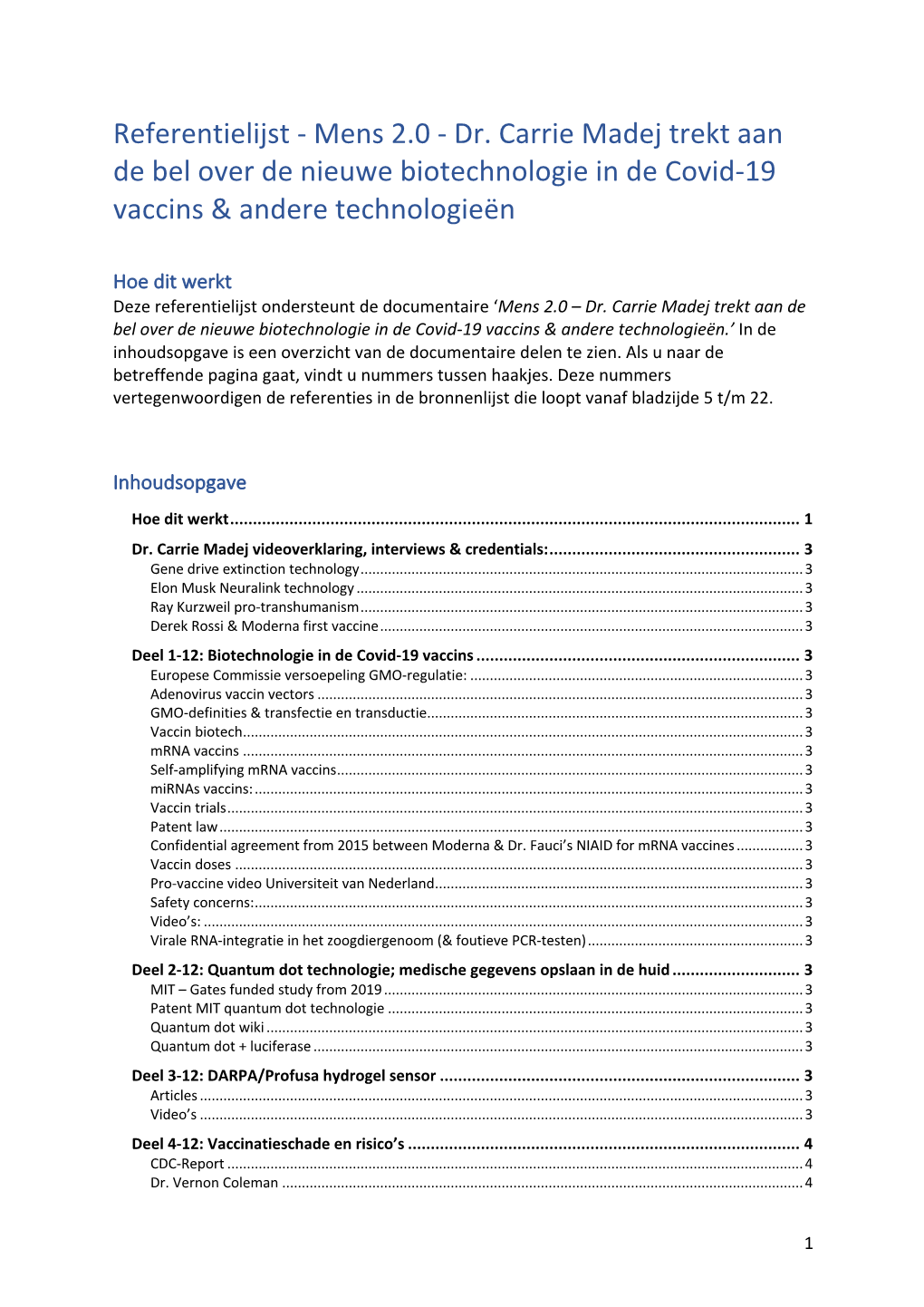 Referentielijst - Mens 2.0 - Dr