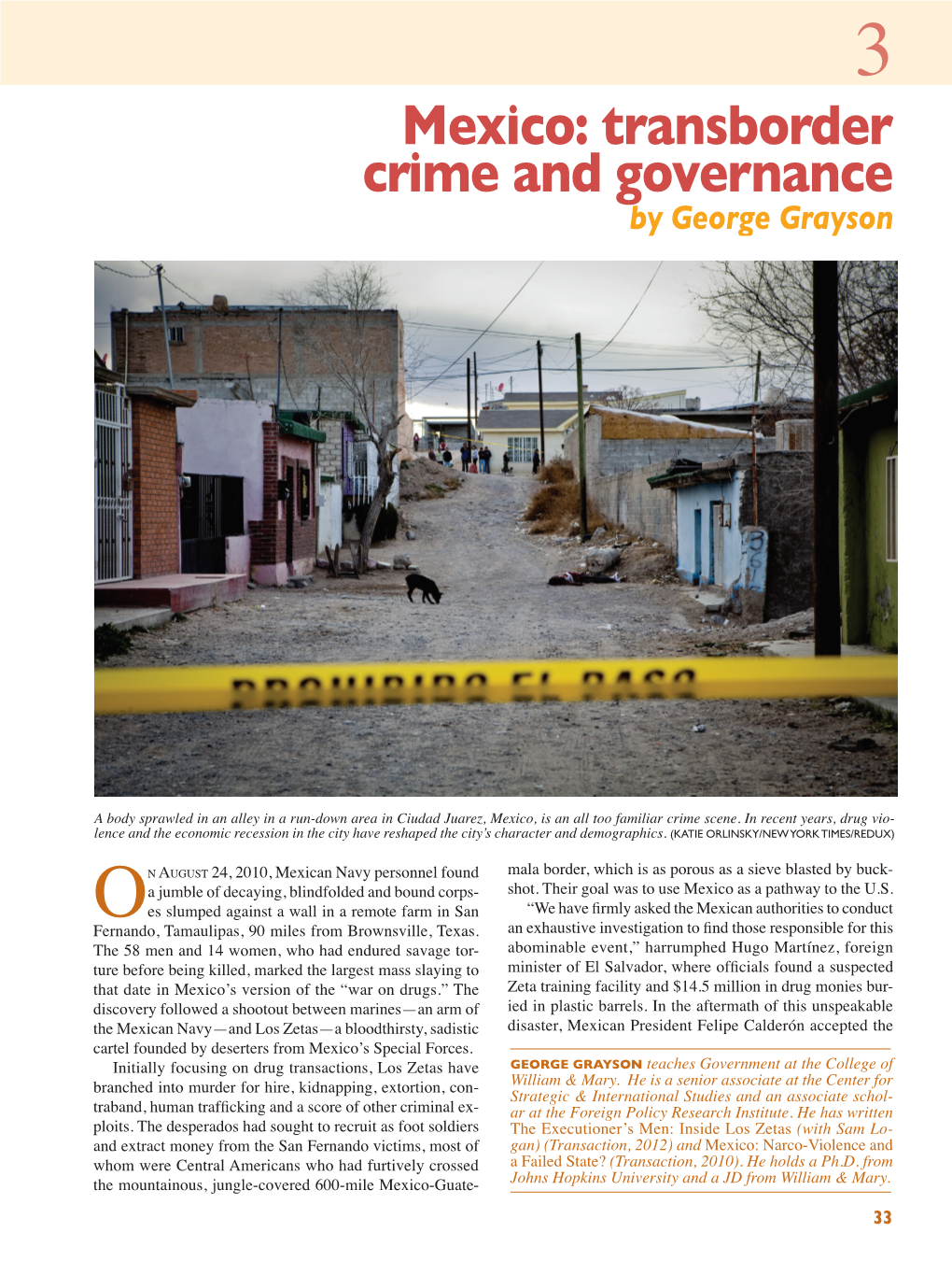 Mexico: Transborder Crime and Governance by George Grayson