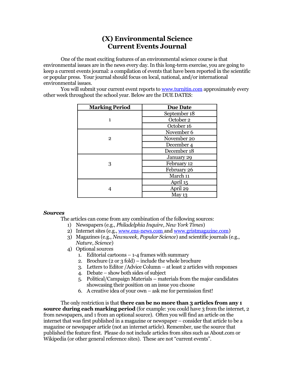 CHS Environmental Science