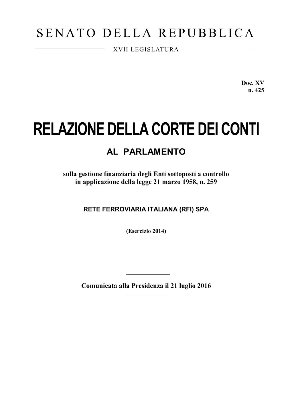 Relazione Della Corte Dei Conti