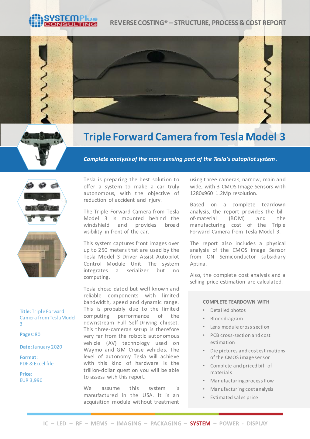 Triple Forward Camera from Tesla Model 3