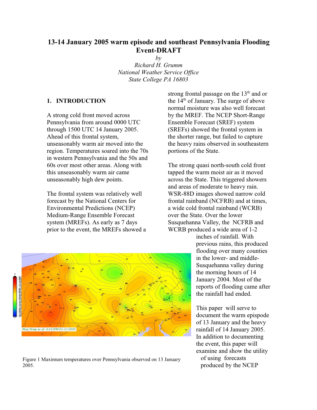 13-14 January 2005 Warm Episode and Southeast Pennsylvania Flooding Event-DRAFT