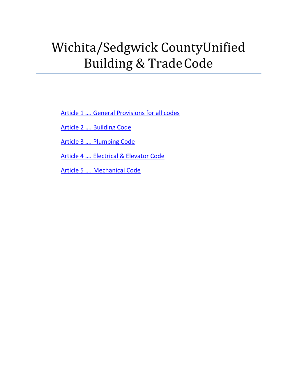 Wichita/Sedgwick County Unified Building & Trade Code