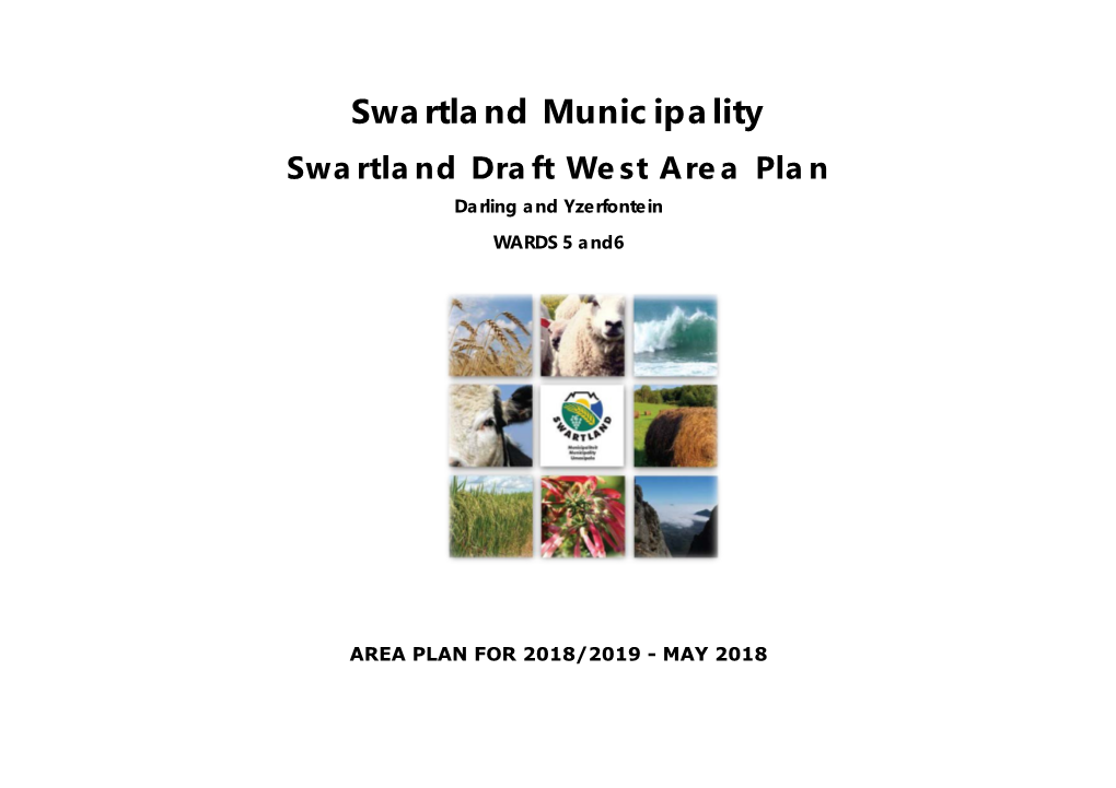 Swartland Municipality Swartland Draft West Area Plan Darling and Yzerfontein WARDS 5 And6