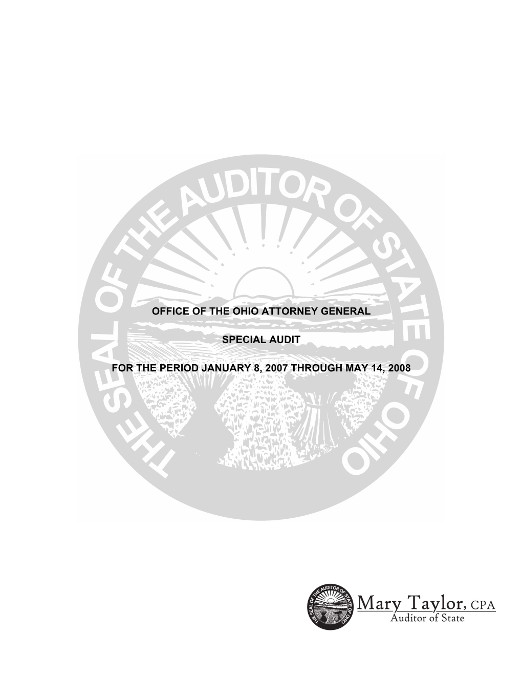 Office of the Ohio Attorney General Special Audit For