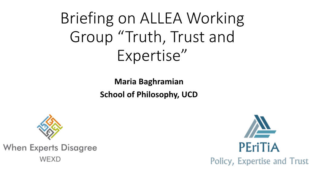ALLEA Working Papers on Truth, Trust and Expertise