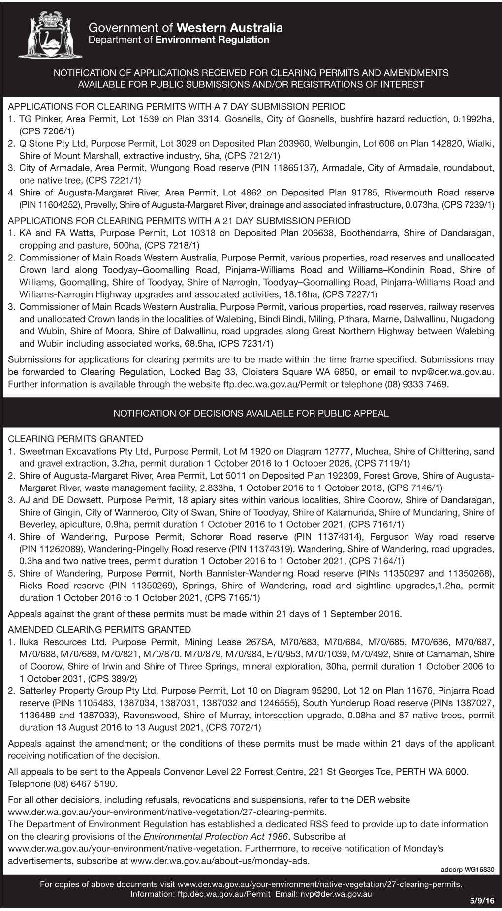 Government of Western Australia Department of Environment Regulation