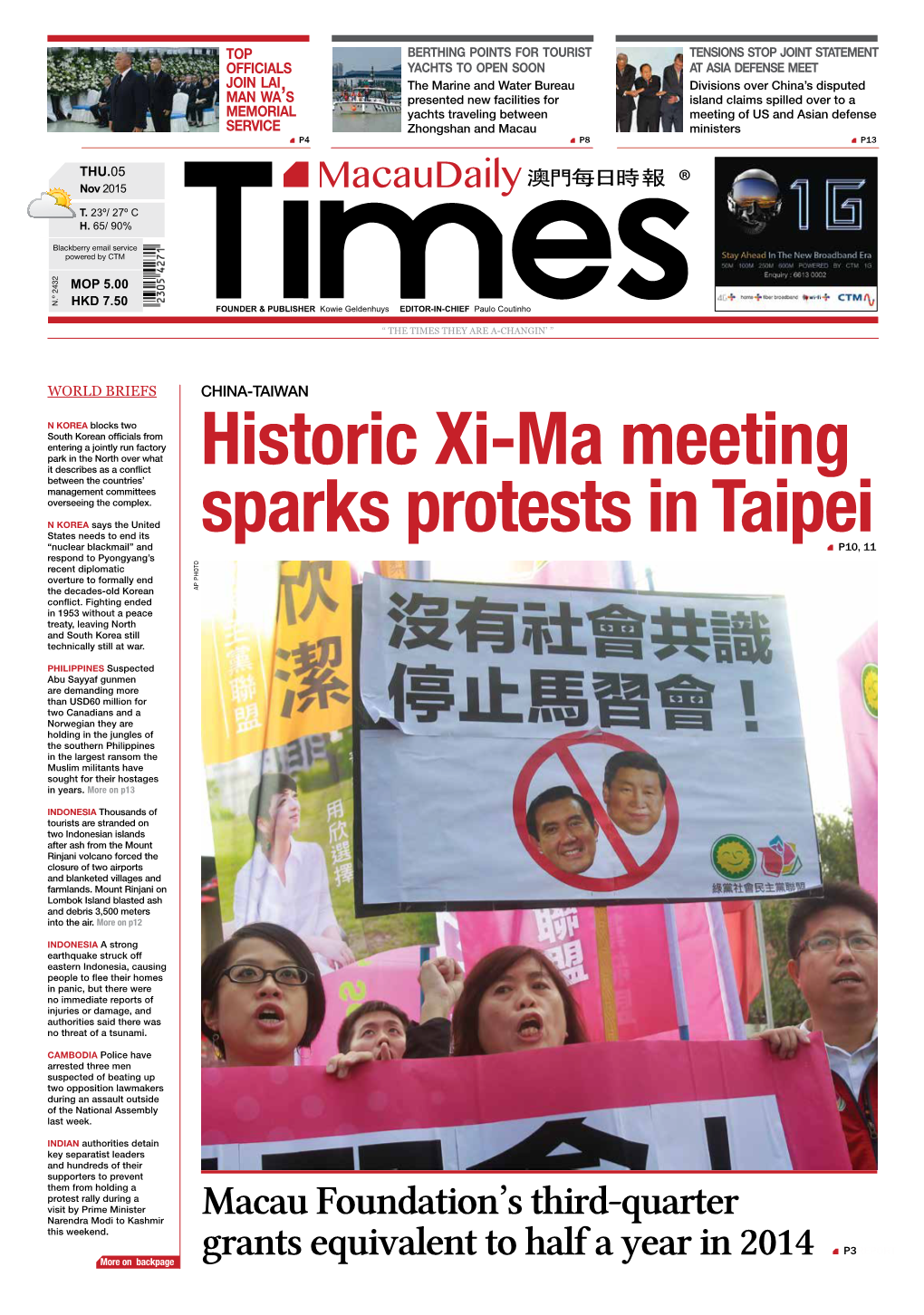 Historic Xi-Ma Meeting Sparks Protests in Taipei