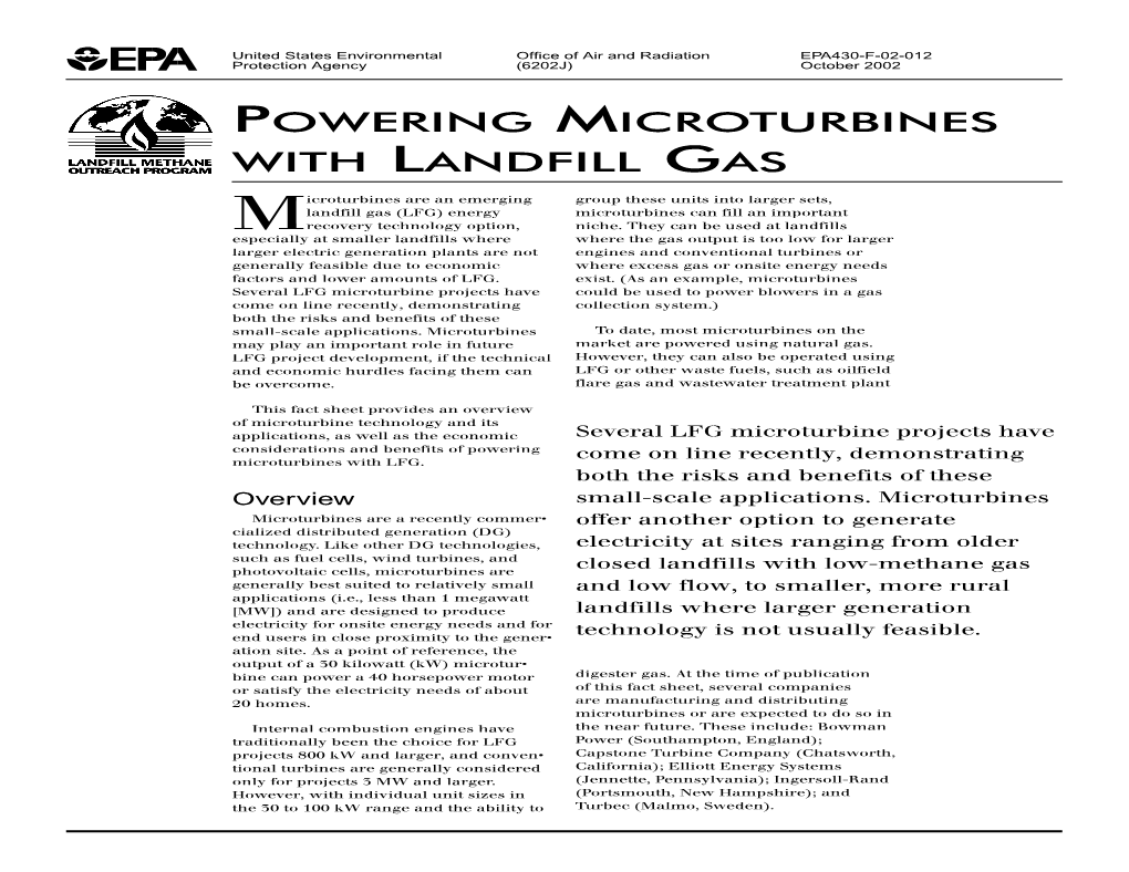 Powering Microturbines with Landfill