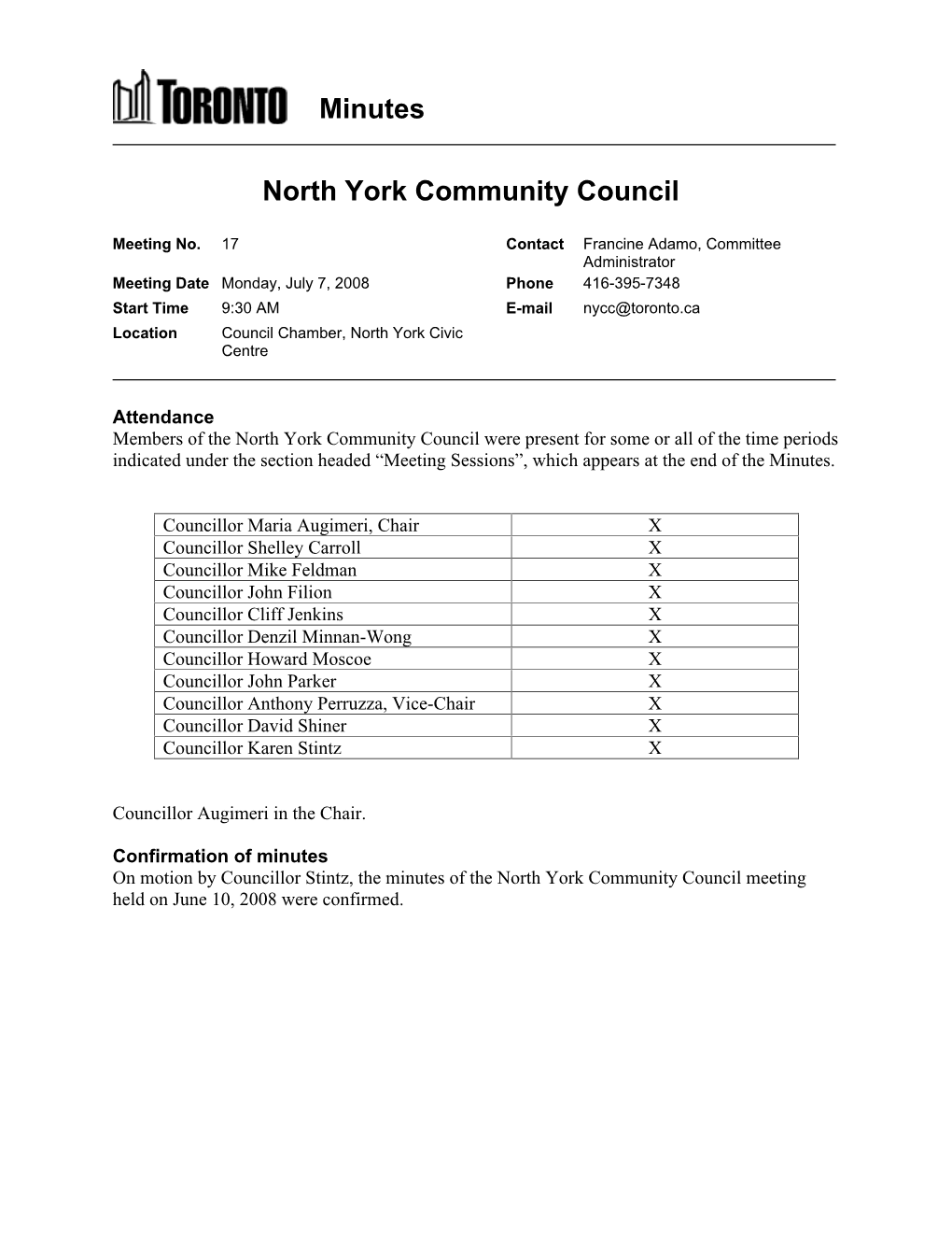 Minutes North York Community Council