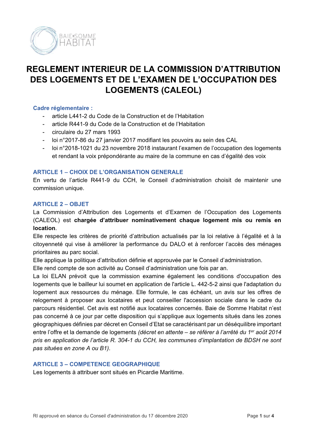 Reglement Interieur De La Commission D'attribution