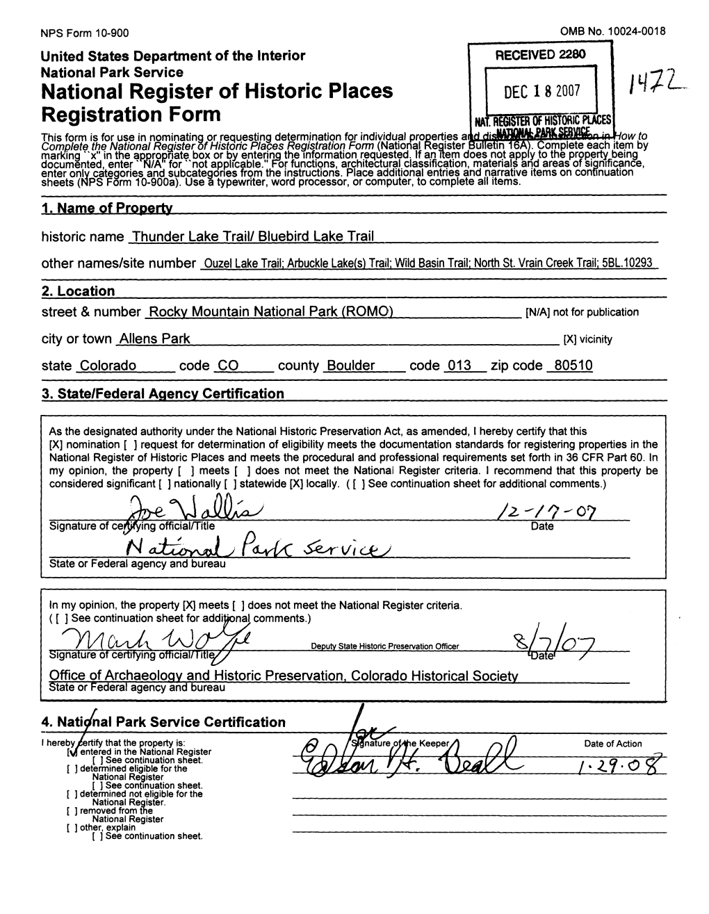 National Register of Historic Places Registration Form (National Re-1-"" Marking "X" in the Appropriate Box Or by Entering the Information Requested