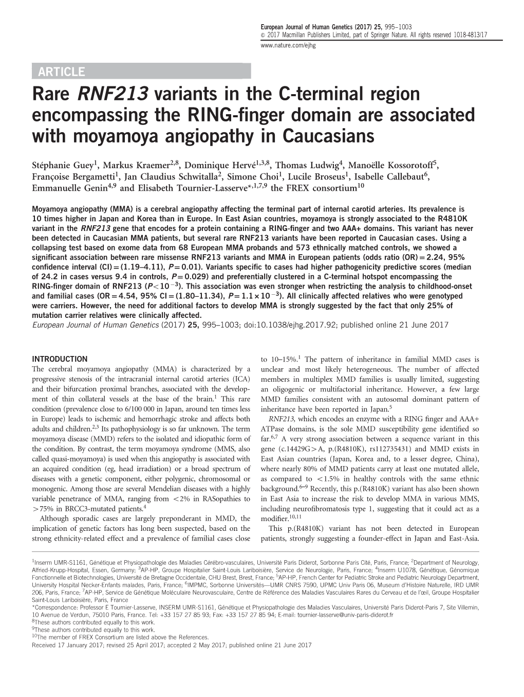 Rare RNF213 Variants in the C-Terminal Region Encompassing the RING-Finger Domain Are Associated with Moyamoya Angiopathy In
