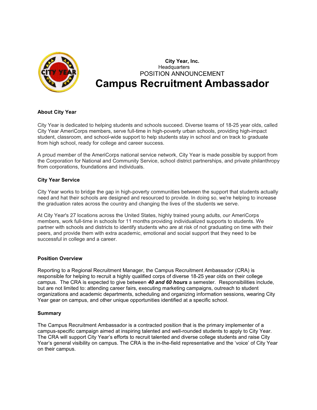 Campus Recruitment Ambassador