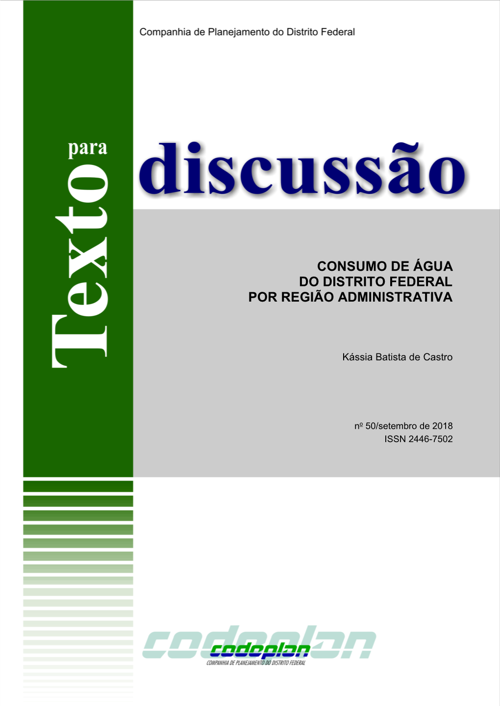 TD 50 Consumo De Água Do Distrito Federal Por Região Administrativa