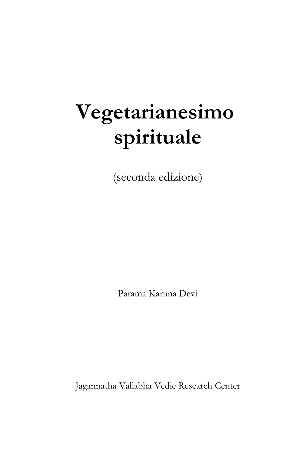 Vegetarianesimo Spirituale