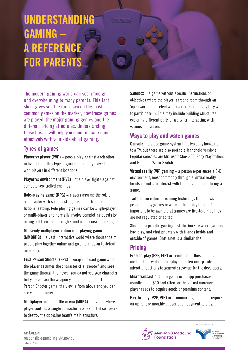 Understanding Gaming – a Reference for Parents