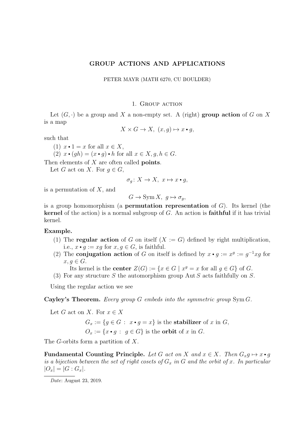 Be a Group and X a Non-Empty Set. a (Right) Group Action of G on X Is