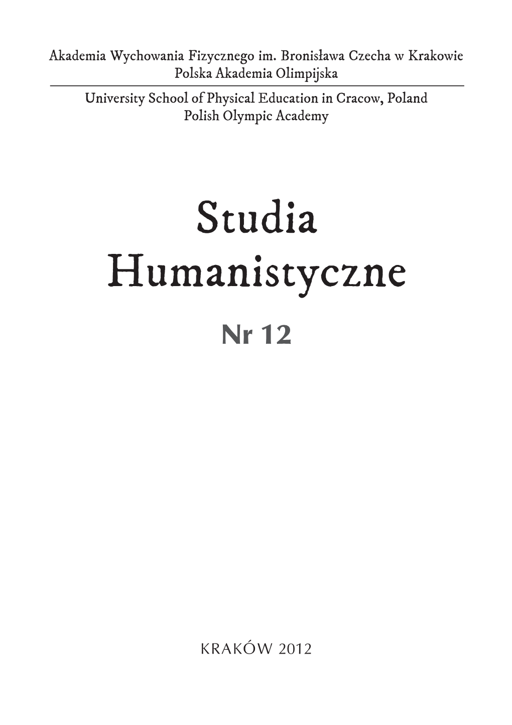 Studia Humanistyczne Nr 12