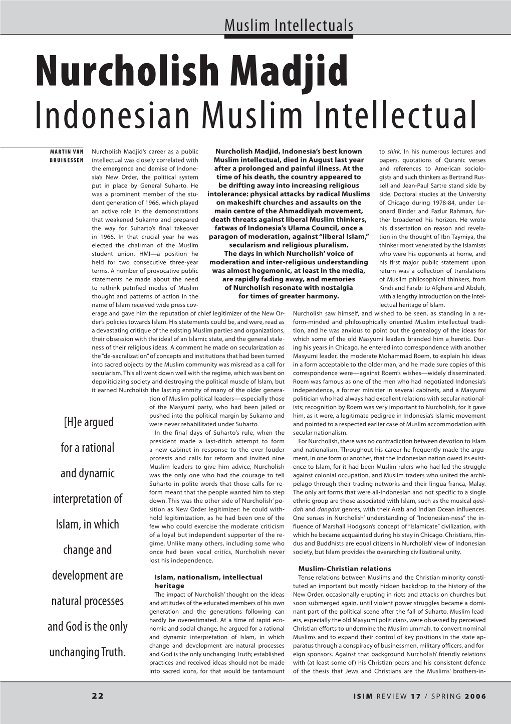 Nurcholish Madjid Indonesian Muslim Intellectual